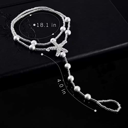 2 Pairs Barefoot Sandals- Beach Anklet Chain With Starfish For Women Lady's Beach Wedding Foot Jewelry Party Accessories (Rhinestone+Seastar) #TOP6