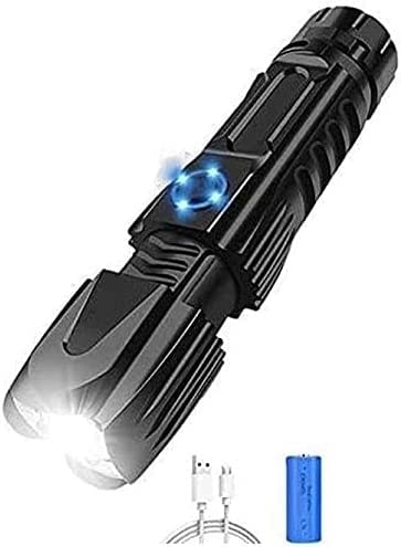 La Linterna más Brillante del Mundo Recargable Linterna, súper Brillante DIRIGIÓ Torca Impermeable táctica, 5300 Modos de luz de Alta lúmenes 4 for Acampar, Senderismo y Emergencia