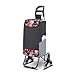 Panier Chariot Pliant Fleur Monter escaliers Petit Panier supermarché Pousser Panier Vieux Homme Maison Chariot Voiture Acheter Nourriture Panier (Color : Black, Size : 30 * 22 * 95cm)