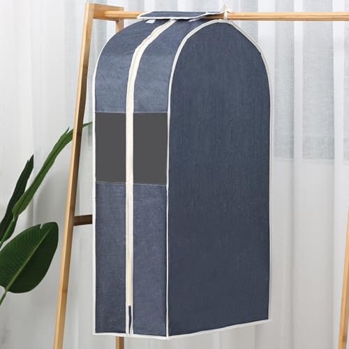 YZWZZXC Cotton and Linen Garment Covers, Home Use Three-Dimensional Dust Bags, Hanging Garment Bags for Closet Storage, with Clear Window, for Closet Storage and Travel(Blue,105*60*28cm/41*24*11in)