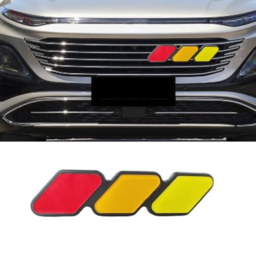Image of Car Grille Decoration Badge - Tri-Color Grille Badge Emblem Front Grille Insert Trims - Car Truck Label Decoration Accessories Fit for Tacoma 4Runner Tundra Sequoia Rav4 Highlander (Red)