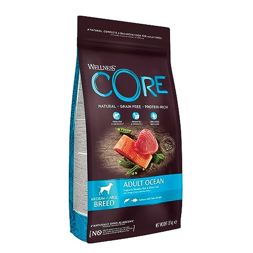 Wellness CORE Ocean 1,8 kg, Zalm/Tonijn – Droogvoer voor Grote/Middelgrote Honden, Graanvrij, Natuurlijk, Hypoallergeen, Eiwitrijk, Hoog Visaandeel, Gezonde Huid & Glanzende Vacht