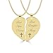 Engraved Gold Couple's Broken Heart Necklace Set - Ships from USA