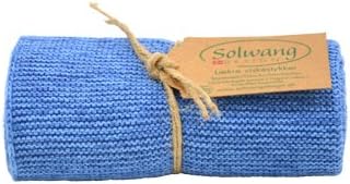 Solwang Organic Blue Mottled Cotton Knitted Tea Towel Kitchen Towel, 32 x 47 cm