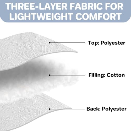 DUJUIKE Colcha Acolchada Ligera para Todas Las Estaciones, Multiusos para Cama Individual de 80/90 cm, Colcha Acolchada Estampada, Ideal para Camas y Sofás (Blanco, 170x210cm) - imagen 4