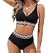 maisdgop High Waisted Bikini Sets for Women V Neck Tummy Control Swimsuits Comfy Soft Color Block Two Piece Bathing Suit