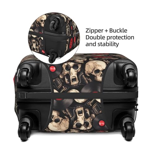 Travel Luggage Cover Protector - Rock Record Skull Anti-Scratch Suitcase Covers Fits 18-32 Inch Luggage4