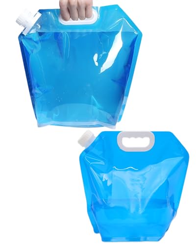 CATZUM Bolsa de Agua Plegable 2x 5L, Bidón Portátil y Resistente Libre de BPA para Camping, Senderismo, Viajes y Preparación de Emergencias.