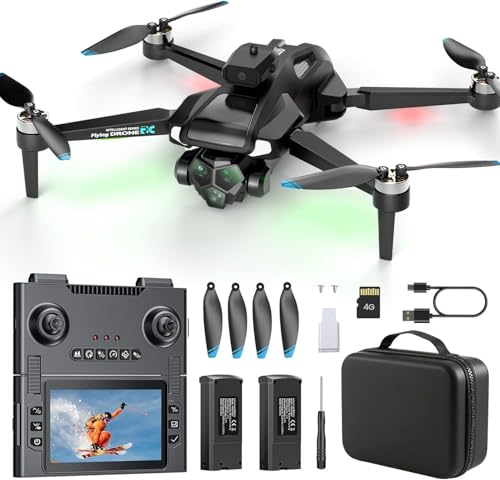 M66 Drone avec Radiocommande à Écran Pliable 4,3″, Caméra 1080p HD pour Débutants, Évitement d’Obstacles, Flux Optique, Moteur Brushless, 40 Min de...