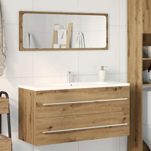 LLEZKBR Juego de muebles de baño, mueble para lavabo de baño, roble artesanal, 100 x 38,5 x 48 cm, madera de ingeniería