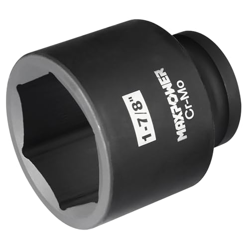 MAXPOWER 3/4 Inch Drive 1-7/8 inch Deep Impact Socket with 6-Point Design Made with Heat-Treated Chrome Molybdenum Steel SAE