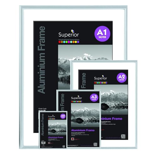 Image of Exacompta - Ref 83758D - Box of 12 A3 Photo Frames - Can be placed on a table or hung on a wall - Aluminium edges - Use Vertical or Horizontal - Dimensions 42.7 x 33 x 2.5 cm - Silver