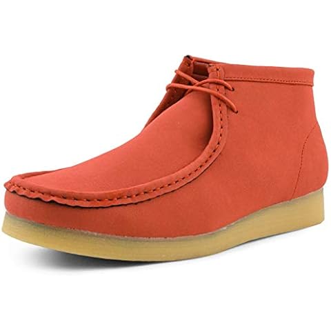 Amali Jason2 - Men's High Top Casual Boots, Manmade Suede Boots - Casual Boots, Lace Up, Crepe Rubber Sole - Orange, Size 10.5 Cover