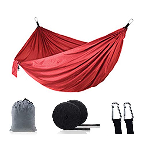 Hamac en nylon robuste avec 2 sangles d'arbre et mousquetons en acier pour bivouac
