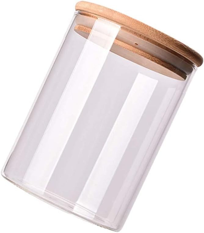 Recipiente de vidrio con tapa de bambú transparente 0812CB