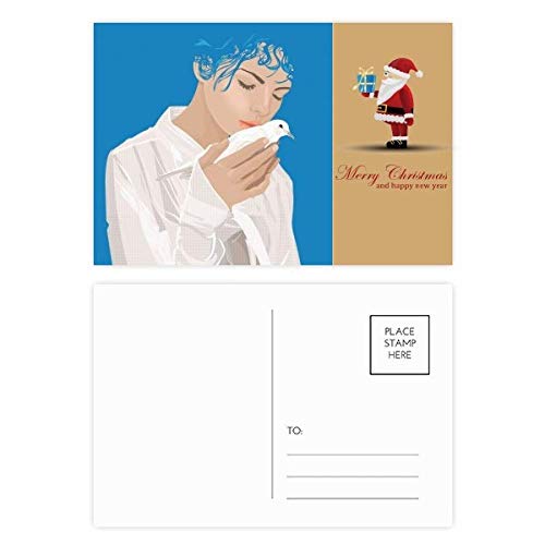 Cartes postales anti-guerre de Noël Blue Peace Girl pour partager un espoir de paix