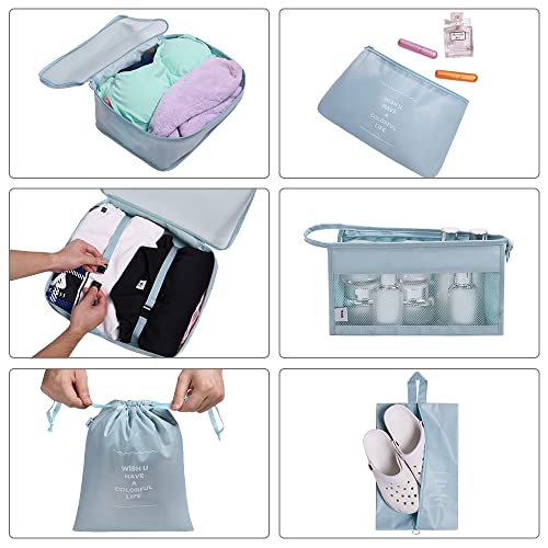 Image of OSDUE 8 Set Packing Cubes for Suitcases, Light Packing Cubes for Travel, Various Sizes Organizer Bags Set for Travel Accessories Travel Essentials,Travel Cubes for Carry on Suitcases (Korean Blue)