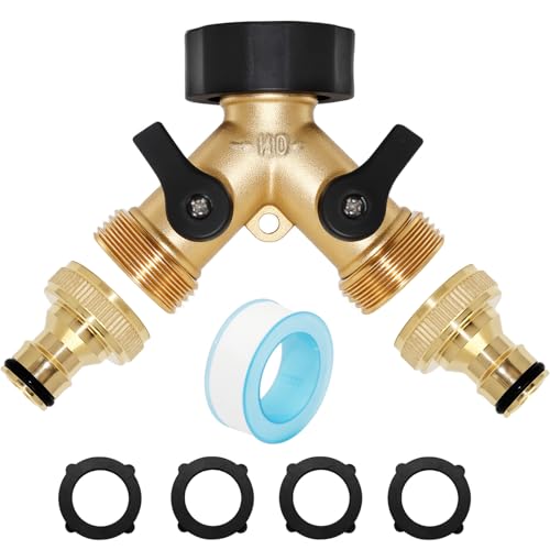 Robinet Double Machine a Laver, 2-Way Y-Dispenser, 3/4 Inch y Connector, Y Connector pour Jardin Conduites D'eau, Robinet Double Sortie pour Une Utilisation Sur Machine à Laver, Jardin