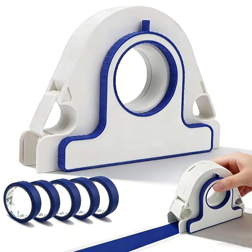 Générique Applicateur Masquage,Applicateur De AdhéSif De Peintre 25 Mm Avec Grattoir IntéGré + 5 Rouleaux De Bleu, Pour Sol, Maison, Cuisine, Atelier, Chantier, RéNovation