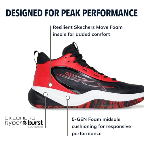 Image of Skechers Men's SKX League Sneaker | Basketball, 5-GEN Foam Cushioning, Move Foam Insole, High Top, Leather Upper