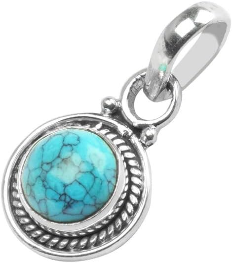 Gemstone 925 Sterling Silver Pendant Necklace For Women Girls- Natural Gemstone Solitaire Handmade Pendant