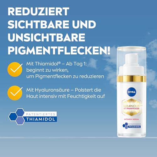NIVEA LUMINOUS630 Anti-Pigmentflecken Intensiv-Serum, Gesichtspflege mit Thiamidol für einen ebenmäßigeren & strahlenderen Teint, Serum gegen Pigmentflecken (30 ml) – Bild 3