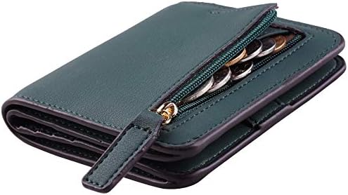 Toughergun Small Compact Bifold Wallet Genuine Leather RFID Blocking for Women with ID Window