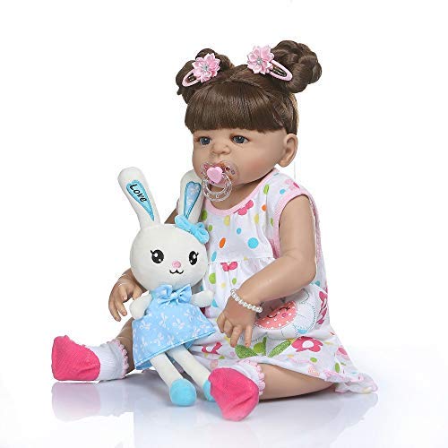 SN86qiu 56CM Baby in brauner Haut Ganzkörpersilikon Badespielzeug LOL Puppen Badespielzeug Bebe Puppe wiedergeborenes Baby Cover