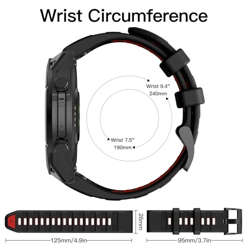 Image of OVERSTEP Compatible with Fenix 8 51mm Watch Bands, 26mm Soft Siliocne Strap for Garmin Fenix 5X /Fenix 5X Plus /Fenix 6X /Fenix 6X Pro /Fenix 7X /Fenix 7X Pro Smartwatch