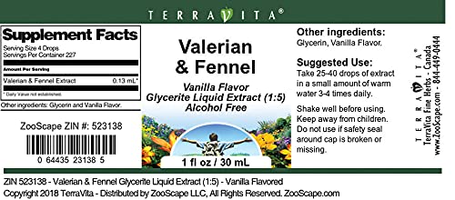 Miniatura 4 de TerraVita Extracto líquido de glicerita de valeriana e hinojo (15), sabor a vainilla (1 oz, ZIN 523138), paquete de 3