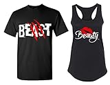 Beast and Beauty 1 Matching Couple T Shirts - His and Hers Racerback Tank Tops