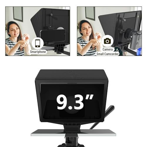 GEIMRSY 9.3-Inch Aluminum Teleprompter for iPhone with 70/30 Beam Splitter Glass, Compatible with iOS & Android Stream Prompt App, for Smartphone & Camera Recording by Geimrsy - Image 5
