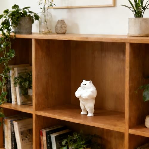 Estatua de Gato Musculoso blanco decorativo miniatura 6