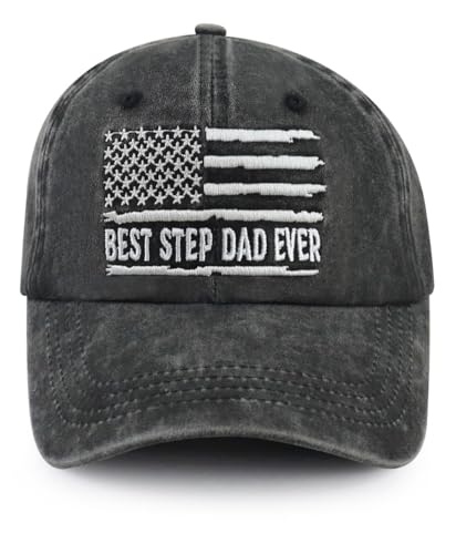 Dad Hats for Men, Best Stepfather Ever Baseball Cap, Step Dad Birthday Gifts from Daughter Son, Christmas Fathers Day Retirement Gifts for New Daddy Black
