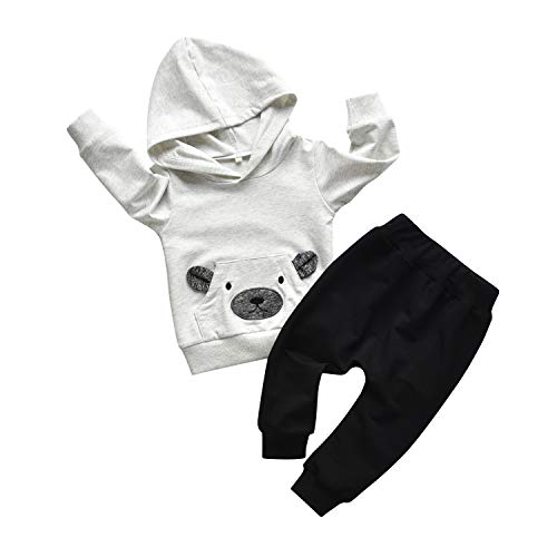 Toddler Infant Baby Boy Clothes Little Bear Long Sleeve Hoodie Tops Sweatsuit Pants Outfit Set (3-6 Months)