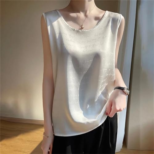 Women Silk Camisole Ladies' Loose Knitted Vest Thin Sleeveless Tops Suit Inside Satin Sling Mulberry Silk Base Shirt3