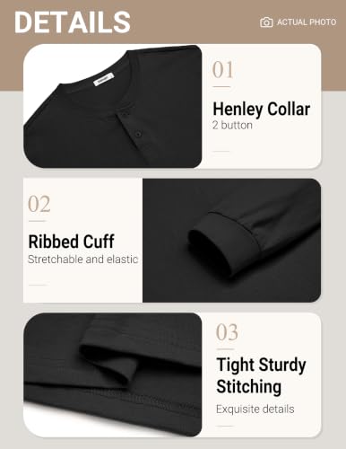 COOFANDY Men's Henley T-Shirts Long Sleeve Casual Cotton Pullover Shirt - image 5