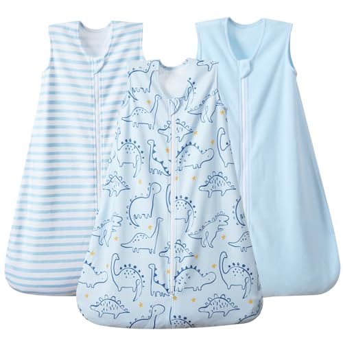 Image of PHF 3 Pack Warm Micro-Fleece Baby Sleep Sack 0-6 Months, Soft Baby Wearable Blanket, 2-Way Zipper Sleeping Bags, Comfy Toddler Sleeping Sack for Boys, Small Size, Dinosaur