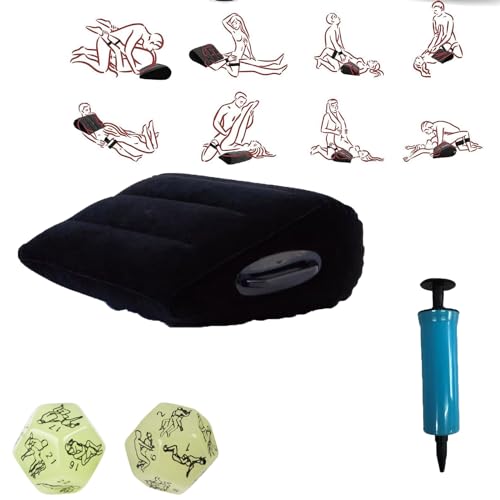 SunMme Wedge Pillow Inflatable Cushion, Portable fuqmie Pillow, Body Positioner Lightweight Wedge Pillow for Leg Raises, Bed Use, Travel, Quick Inflation Deflating (Black)