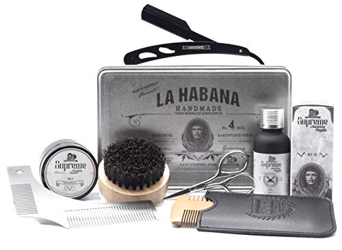 Bartpflege Set Tabak Vanille mit Rasiermesser für Männer Havanna Duft Original Bartstoppel© Hochwertig Geschenk