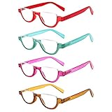 SIGVAN 4 Pairs of Colorful Fashion Half Moon Frame Reading Glasses Spring Hinge Male and Female Readers (Multicoloured 1, 2.50, multiplier_x)