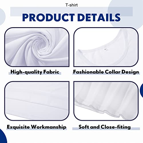 Handepo 6 Pcs Men Sublimation Blank T Shirt White Polyester Short Sleeve Blank Crew Neck T Shirts for Printin4