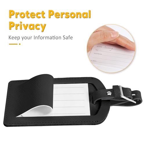 3 Pack Luggage Tags for Suitcases, TSA Approved Bag Tags, Baggage Tags with Privacy Protection, Travel Essentials Luggage Accessories, Black3