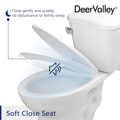 Image of DeerValley Two-Piece Toilet ADA American Standard Toilet 12 inch Rough in 1.28 GPF Power Flush Two-Piece Elongated Toilets for Bathrooms Comfort Height High White (Toilet Seat Included)