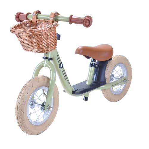 Bandits & Angels Laufrad aus Metall mit Weidenkorb Retro Grün mit...