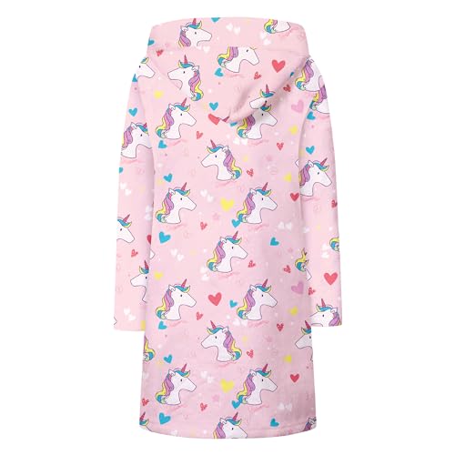 Image of Umeyda Girls Fleece Hooded Robes, Warm Printed Bath Robe for Kids Soft Fuzzy Bathrobe for Gifts