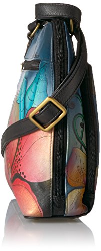 Anna By Anuschka Women's Genuine Leather Zip Around Cross Body | Medium Organizer With External Credit Card Pocket | Midnight Floral #TOP2
