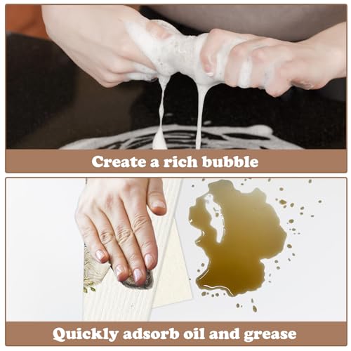 JarThenaAMCS 6Pcs Floral Cow Swedish Dishcloths Cute Cow Kitchen Dish Towel Reusable Washable Cotton Kitchen Towels for Home Party Cleaning Housewarming, 7 x 8 Inch