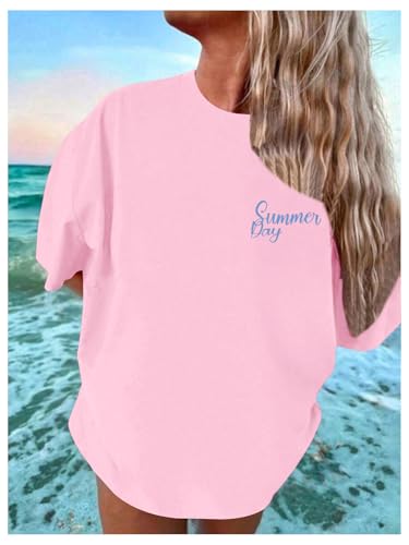 Image of SOLY HUX Girl's Short Sleeve Graphic Tees Crew Neck Beach Tops Casual Summer T-Shirts