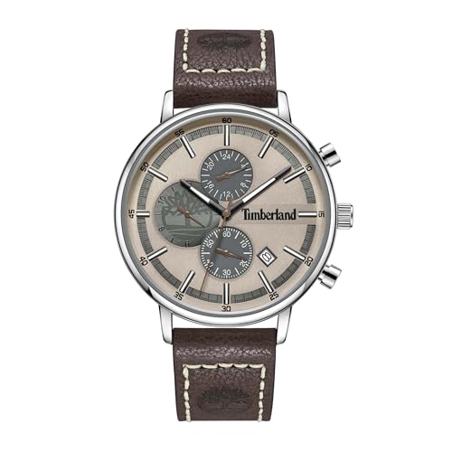 Timberland Reloj analógico de Cuarzo para Hombre con Correa de Cuero TDWGF2182903, marrón, Moderno